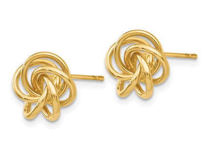 14K gold knot earrings, alternate view