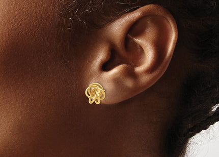 14K gold knot earrings, another view