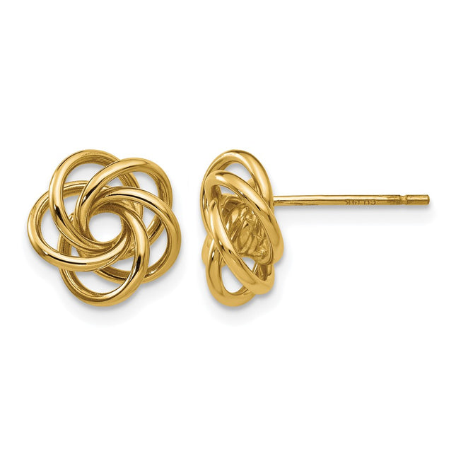 14k Love Knot Earrings, 10 x 10mm