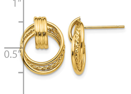 14k Polished Fancy Post Earrings, 14 x 11mm