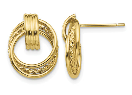 14k Polished Fancy Post Earrings, 14 x 11mm