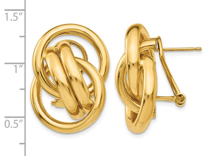 14k Polished Fancy Omega Back Post Earrings, 26 x 18mm