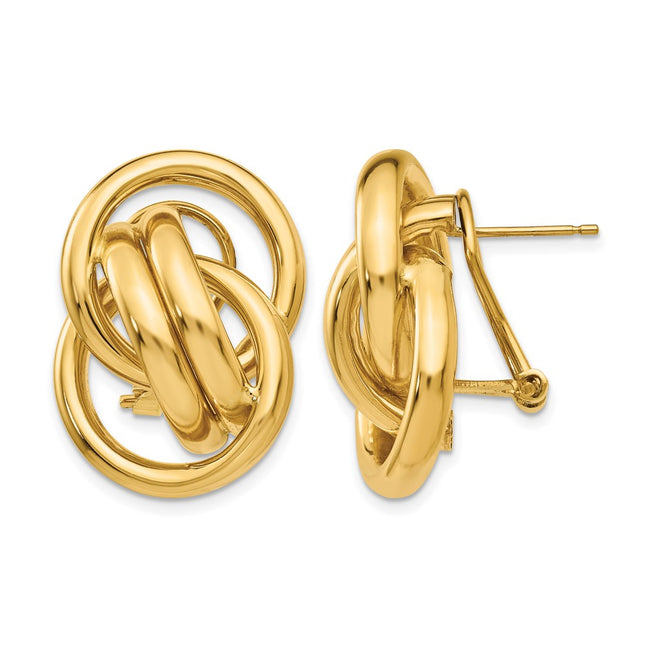 14k Polished Fancy Omega Back Post Earrings, 26 x 18mm