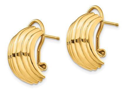 14k Polished Fancy Omega Back Post Earrings (Style H577)
