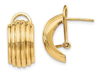 14k Polished Fancy Omega Back Post Earrings (Style H577)