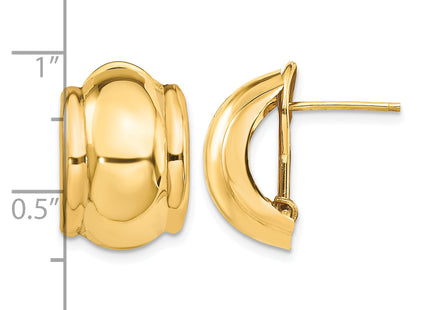 14k Polished Fancy Omega Back Post Earrings, 17 x 12mm