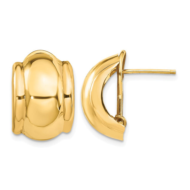 14k Polished Fancy Omega Back Post Earrings, 17 x 12mm
