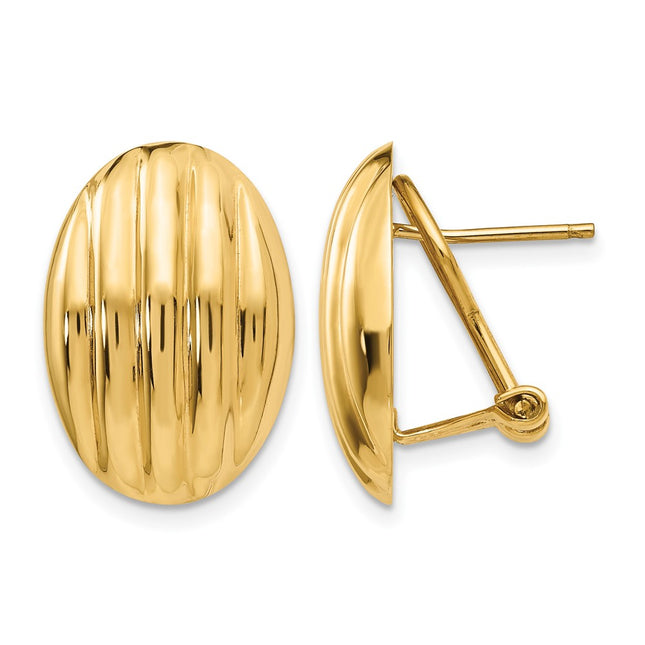14k Polished Fancy Omega Back Post Earrings, 19 x 18mm