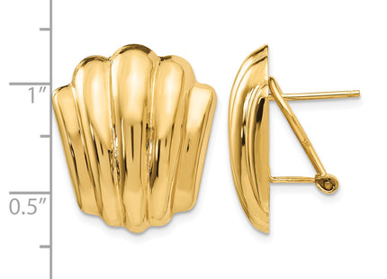 14k Polished Fancy Omega Back Post Earrings, 22 x 19mm