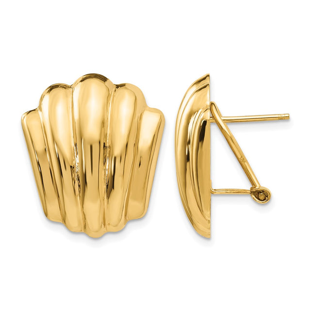 14k Polished Fancy Omega Back Post Earrings, 22 x 19mm