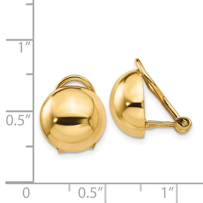 14K Non-pierced Half Ball Omega Back Earrings