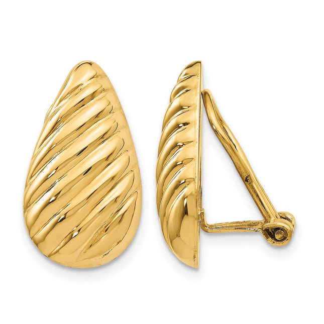 14k Non-pierced Fancy Earrings, 19 x 11mm