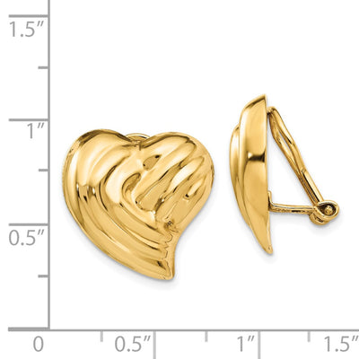 14K Non-pierced Heart Earrings