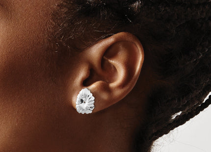 14k White Gold Floral Earring Jackets, 15 x 14mm