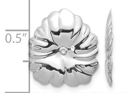 14k White Gold Floral Earring Jackets, 15 x 14mm