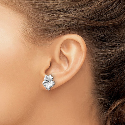 14K White Gold Floral Earring Jackets, 11 x 11mm