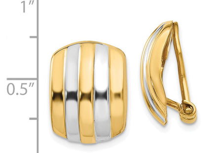 14k Yellow & Rhodium Earrings Style H737 - Classique Jewelry Inc.