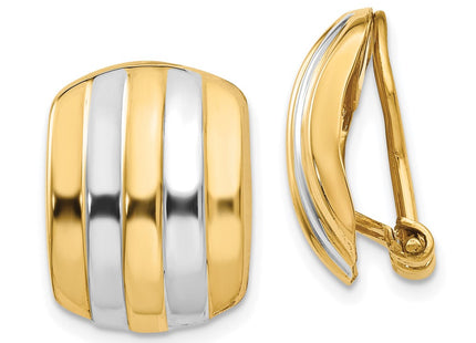 14k Yellow & Rhodium Earrings Style H737 - Classique Jewelry Inc.