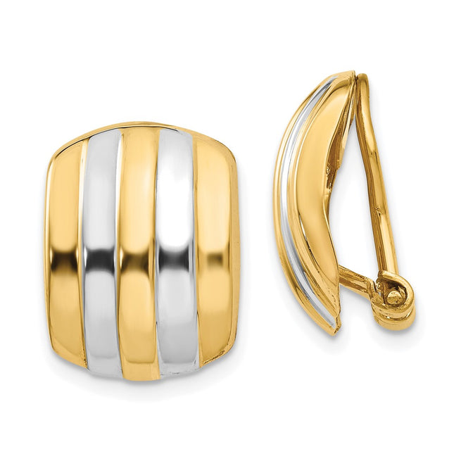 14k Yellow & Rhodium Earrings Style H737 - Classique Jewelry Inc.