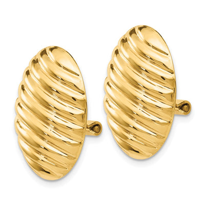 14K Polished Button Non-pierced Omega Back Earrings