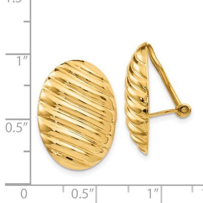 14K Polished Button Non-pierced Omega Back Earrings