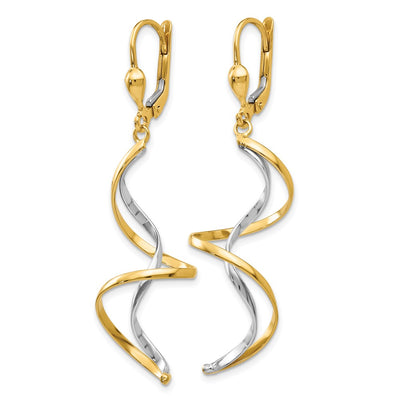 14K Two-tone Spiral Dangle Earrings