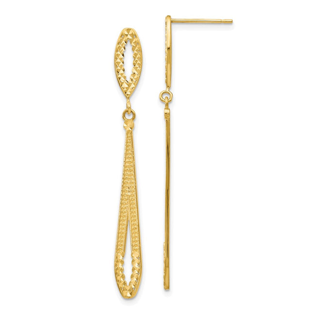 14k Polished Fancy Post Earrings, 14 x 11mm