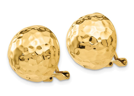 14k Omega Clip Hammered Non-pierced Earrings (Style H891)