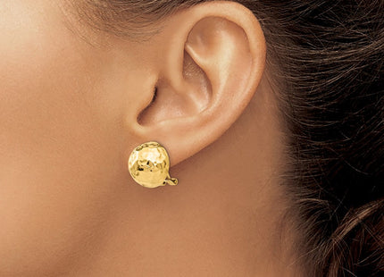 14k Omega Clip Hammered Non-pierced Earrings (Style H891)