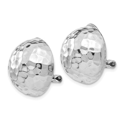 14K White Gold Hammered Non-pierced Earrings