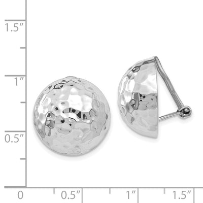14K White Gold Hammered Non-pierced Earrings