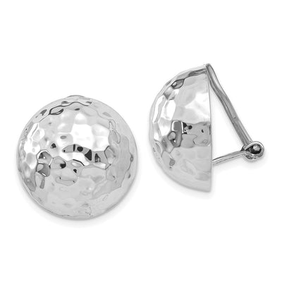 14K White Gold Hammered Non-pierced Earrings
