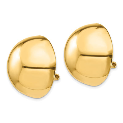 14K Omega Clip Half Ball Non-pierced Earrings, 24 x 24mm