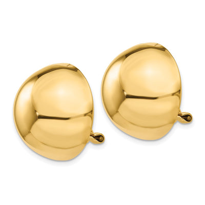 14K Omega Clip Half Ball Non-pierced Earrings, 20 x 20mm