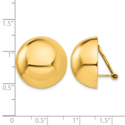 14K Omega Clip Half Ball Non-pierced Earrings, 20 x 20mm