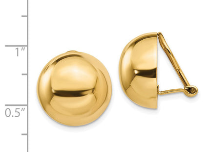 14k Omega Clip Half Ball Non-pierced Earrings (Style H897)