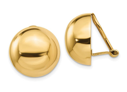14k Omega Clip Half Ball Non-pierced Earrings (Style H897)