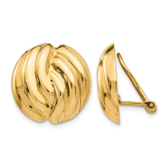 14k Omega Clip Polished Non-pierced Earrings, 19 x 18mm