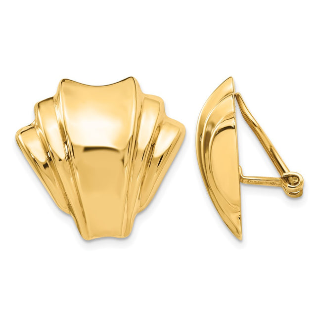 14k Omega Clip Polished Non-pierced Earrings, 21 x 22mm