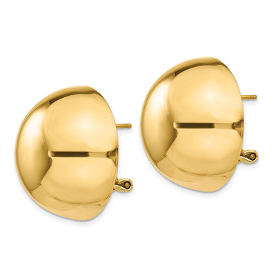 14K Omega Clip Half Ball Earrings, 24 x 24mm