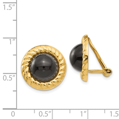 14K Omega Clip Non-Pierced Onyx Earrings