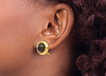 14K gold onyx earrings, another view