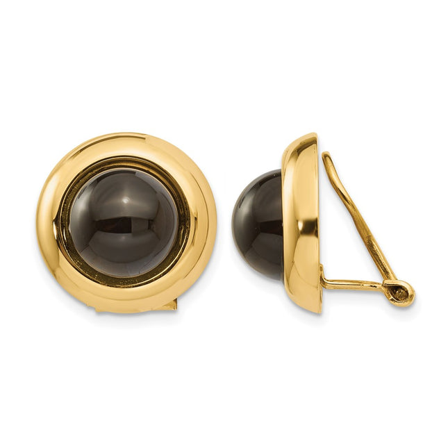 14k Omega Clip Onyx Non-pierced Earrings, 16 x 16mm