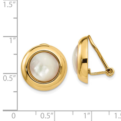14K Omega Clip MOP Non-pierced Earrings