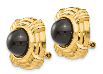 14k Omega Clip Onyx Non-pierced Earrings (Style H942)