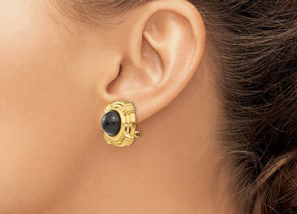 14k Omega Clip Onyx Non-pierced Earrings (Style H942)