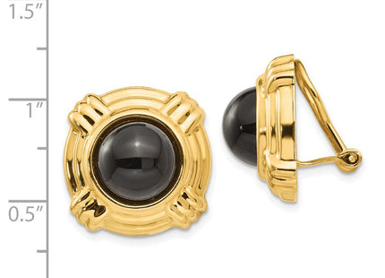 14k Omega Clip Onyx Non-pierced Earrings (Style H942)