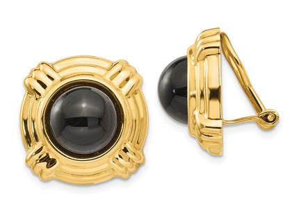 14k Omega Clip Onyx Non-pierced Earrings (Style H942)