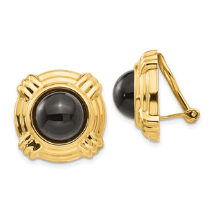 14k Omega Clip Onyx Non-pierced Earrings (Style H942)