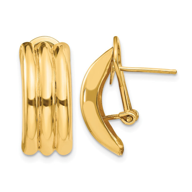 14k Omega Post Earrings, 20 x 8mm